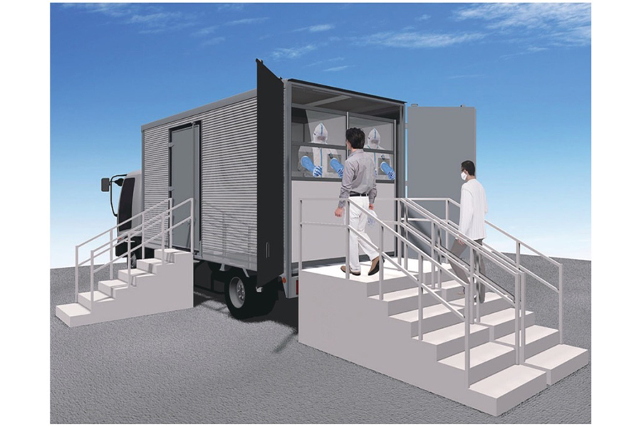 ２トントラック型の移動式PCR検査所のイメージ(TSP太陽株式会社提供)