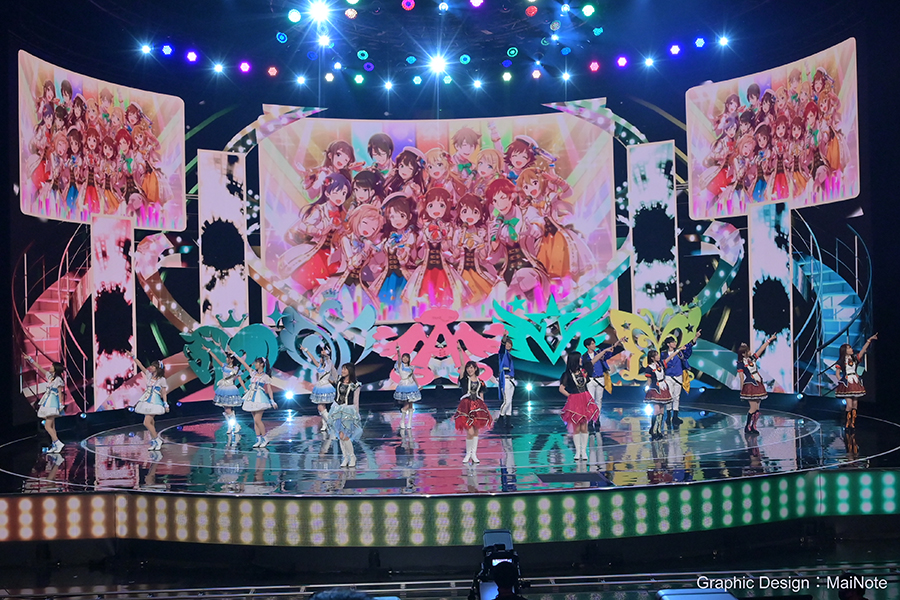 アイドルマスターからは5つのブランドを代表して15人のメンバーが登場【写真：(C)NHK】
