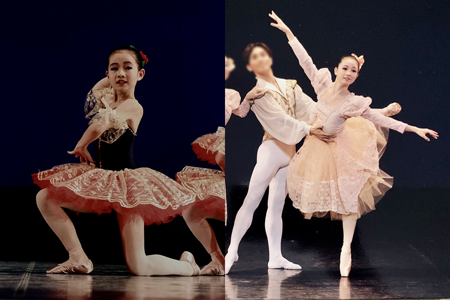小学生時代(左)と中学生時代。この時の寄り道が、しかし彼女の中でバレエの存在を大きくする。