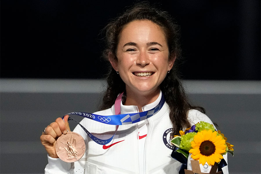 女子マラソンで銅メダルに輝いた米国のモリー・セイデル【写真：AP】