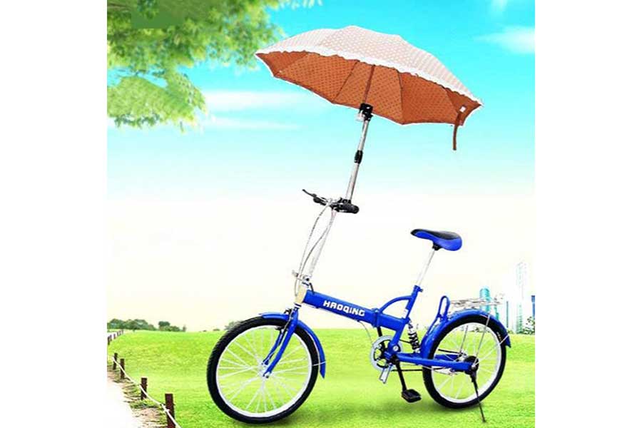 自転車にしっかり傘を固定、手を使わずに傘がさせる専用スタンド