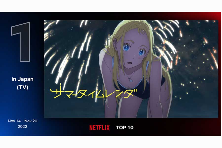 NetflixTOP10日本TV部門　日本アニメ「サマータイムレンダ」が初登場1位