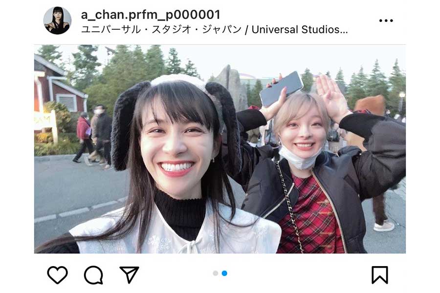 あ～ちゃんときゃりーぱみゅぱみゅがUSJを満喫【写真：インスタグラム（@a_chan.prfm_p000001）より】