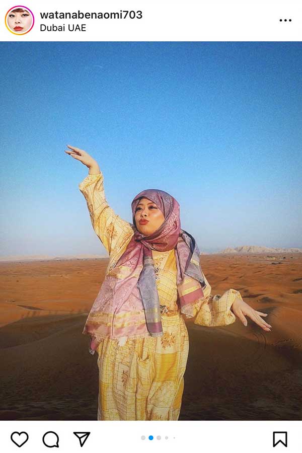 中東で“女子旅”を楽しんだ渡辺直美【写真：インスタグラム（@watanabenaomi703）より】