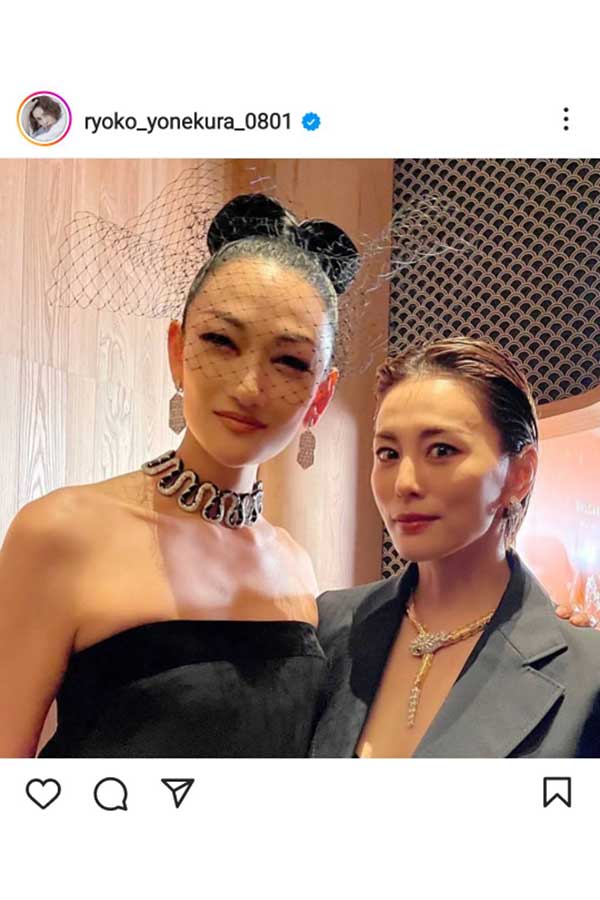 冨永愛（左）との2ショットを公開した米倉涼子【写真：インスタグラム（＠ryoko_yonekura_0801）より】