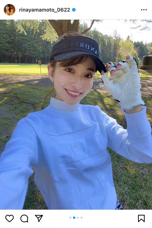 山本里菜アナがゴルフを楽しむ様子を公開【写真：インスタグラム（@rinayamamoto_0622）より】