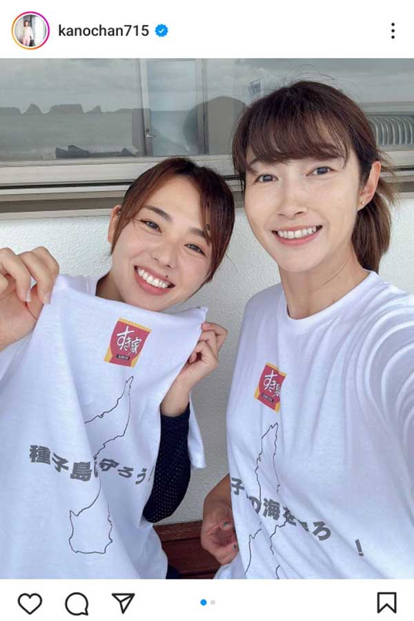 迫田さおりさん（左）との2ショットを公開した狩野舞子さん【写真：インスタグラム（＠kanochan715）より】