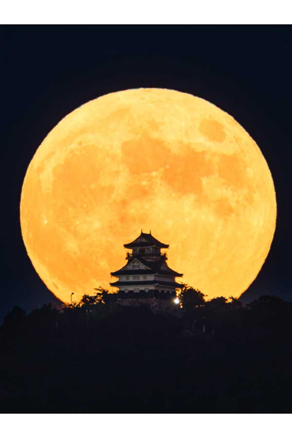 中秋の名月と岐阜城を捉えた写真が話題だ【写真：szuna（@_szuna）さん提供】