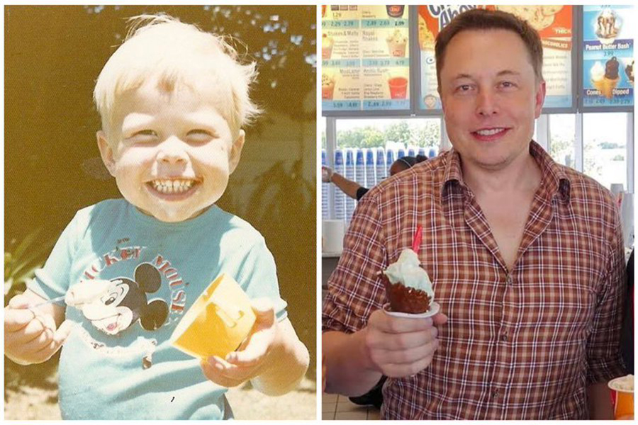 イーロン・マスク氏、幼少期との比較ショットを公開「アイスクリームは素晴らしい発明だ」