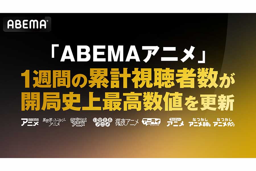 「ABEMA」アニメの1週間の累計視聴者数、開局史上最高数値を更新