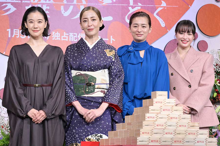 イベントに出席した蒼井優、宮沢りえ、尾野真千子、広瀬すず（左から）【写真：ENCOUNT編集部】