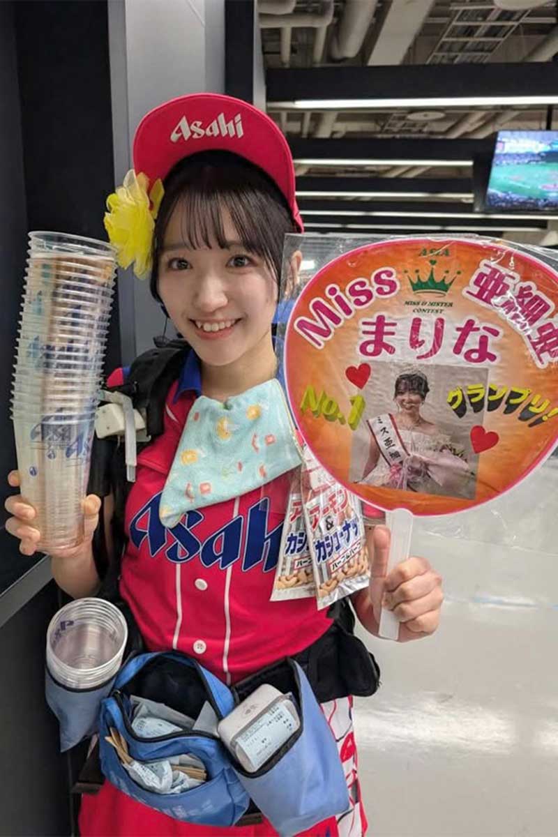 東京Dでビールの売り子として活動中のミス亜大2024GPの山口満里奈さん