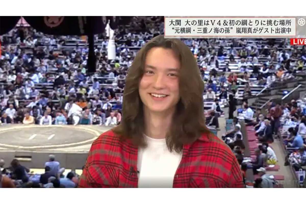 元横綱の孫・嵐翔真が『大相撲LIVE 夏場所』にゲスト解説として登場【写真:(C)AbemaTV,Inc.】