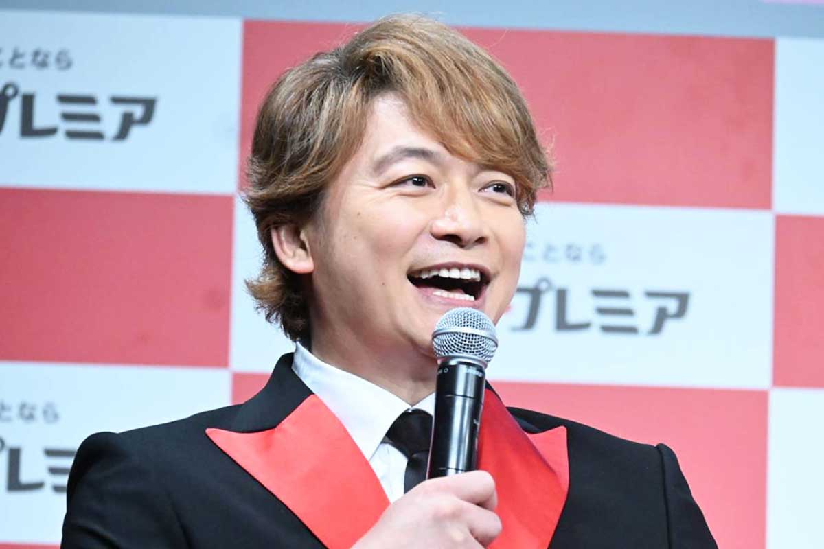 新CM発表会に出席した香取慎吾【写真:ENCOUNT編集部】