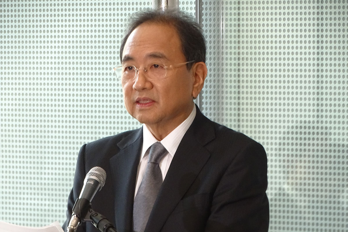 取材に応じたフジテレビの清水賢治社長【写真:ENCOUNT編集部】