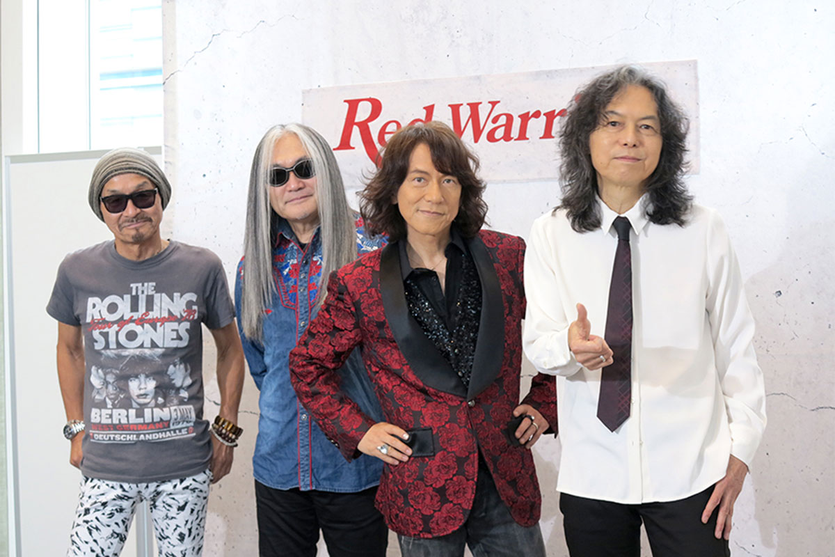 左から高橋まこと(ドラムス)、小川清史(ベース)ダイアモンド☆ユカイ(ボーカル)、木暮“shake”武彦(ギター)【写真:ENCOUNT編集部】
