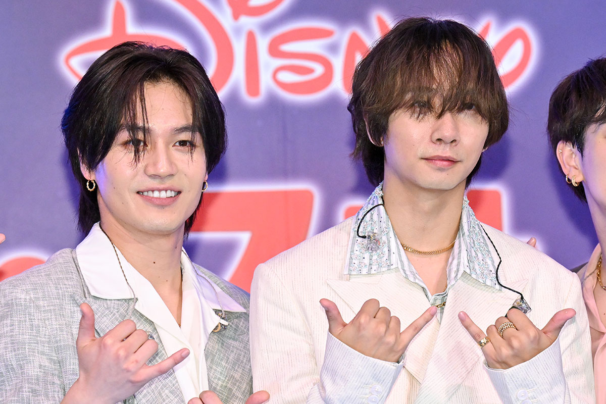 イベントに登場したTravis Japanの松田元太(左)と中村海人【写真:ENCOUNT編集部】