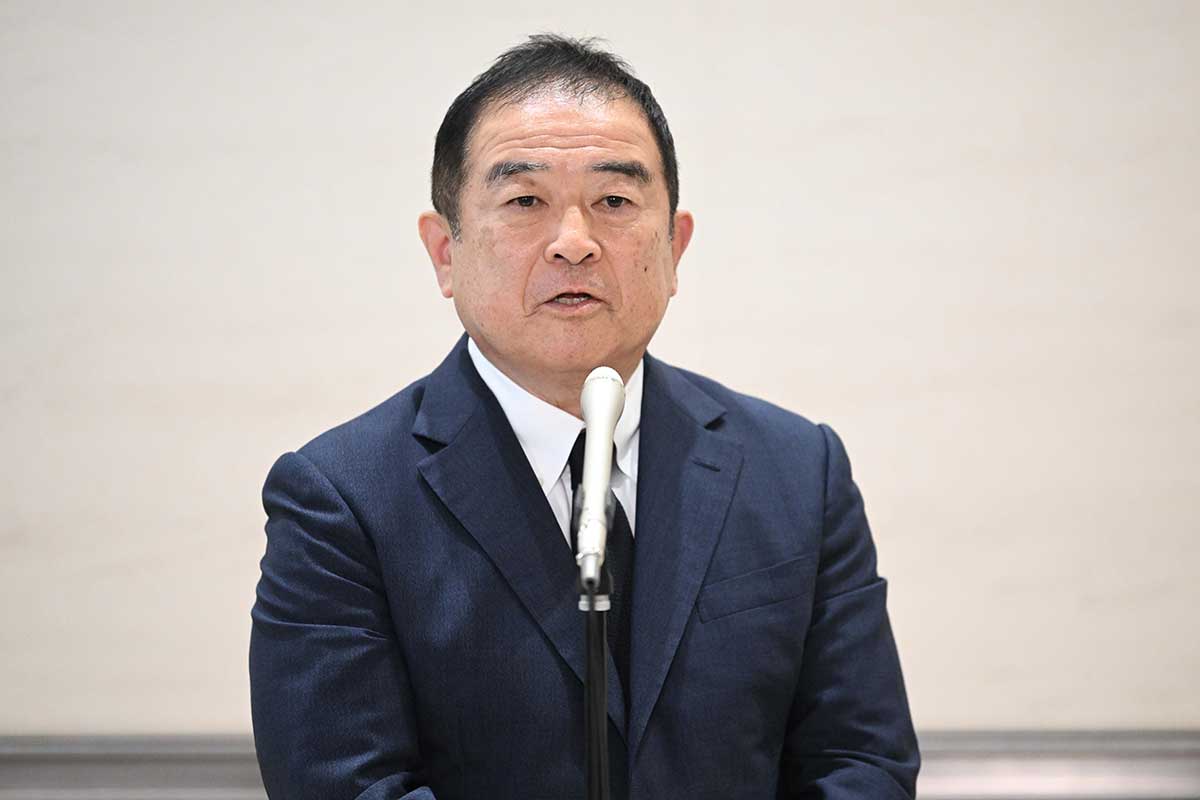 会見を行った日本テレビの福田博之社長【写真:徳原隆元】