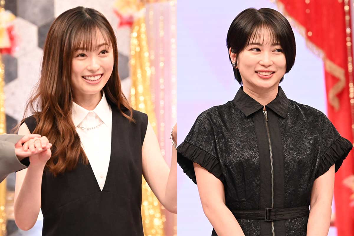 「フジテレビドラマライブ2025・夏」に出席した福原遥(左)と志田未来【写真:ENCOUNT編集部】