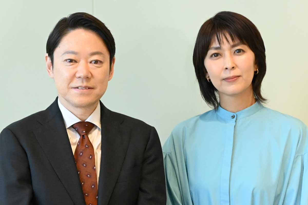 囲み取材に応じた阿部サダヲと松たか子【写真：ENCOUNT編集部】