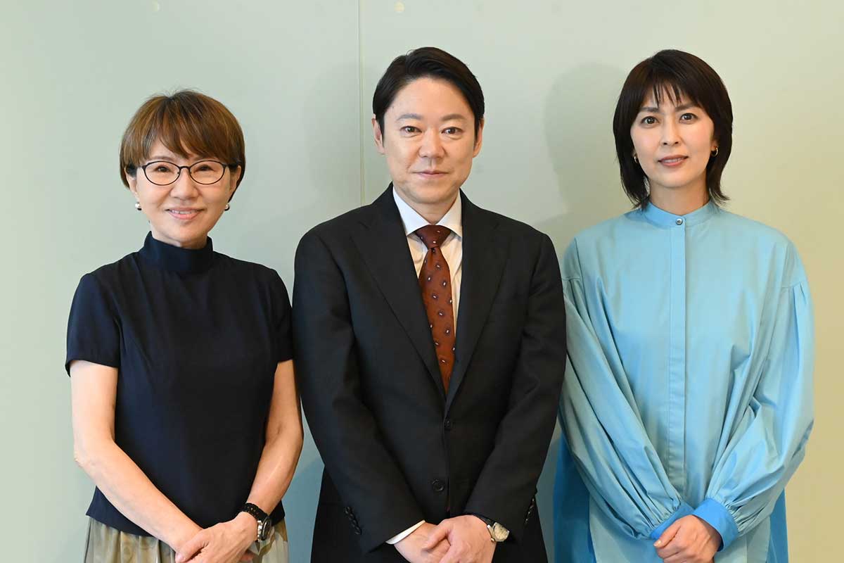 囲み取材会に出席した大石静氏、阿部サダヲ、松たか子（左から）【写真：ENCOUNT編集部】