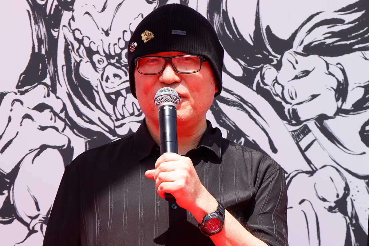 セレモニーに登壇した青山剛昌氏【写真：ENCOUNT編集部】