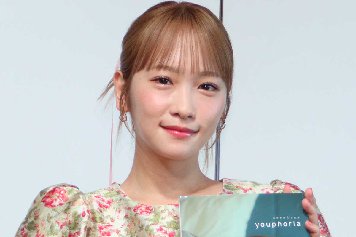 写真集『youphoria』発売記念記者会見に登場した川栄李奈【写真:ENCOUNT編集部】