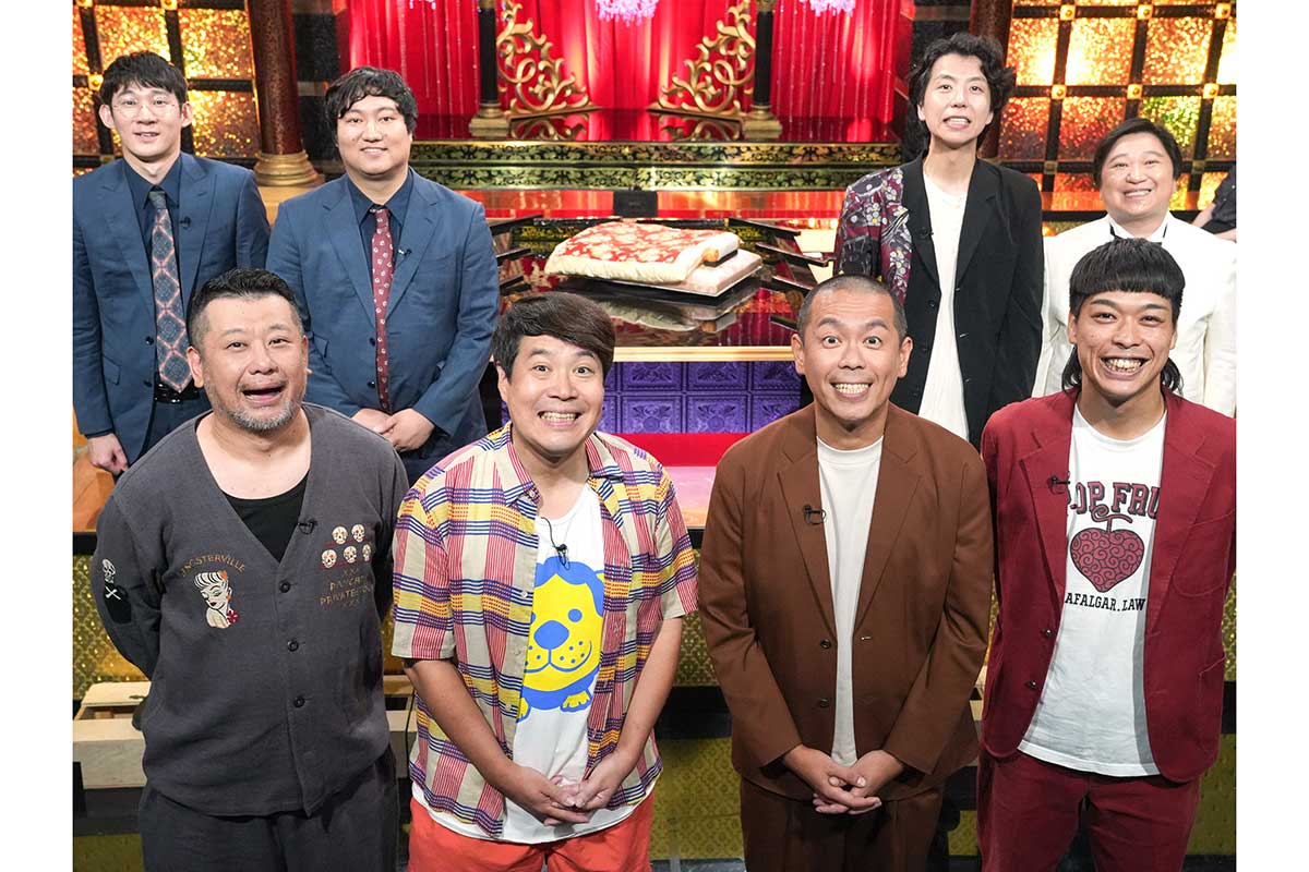 前列左からケンドーコバヤシ、タカアンドトシ、エース（バッテリィズ）、後列左からケツ・辻皓平（ニッポンの社長）、兎・堂前透（ロングコートダディ）【写真：(C)中京テレビ】