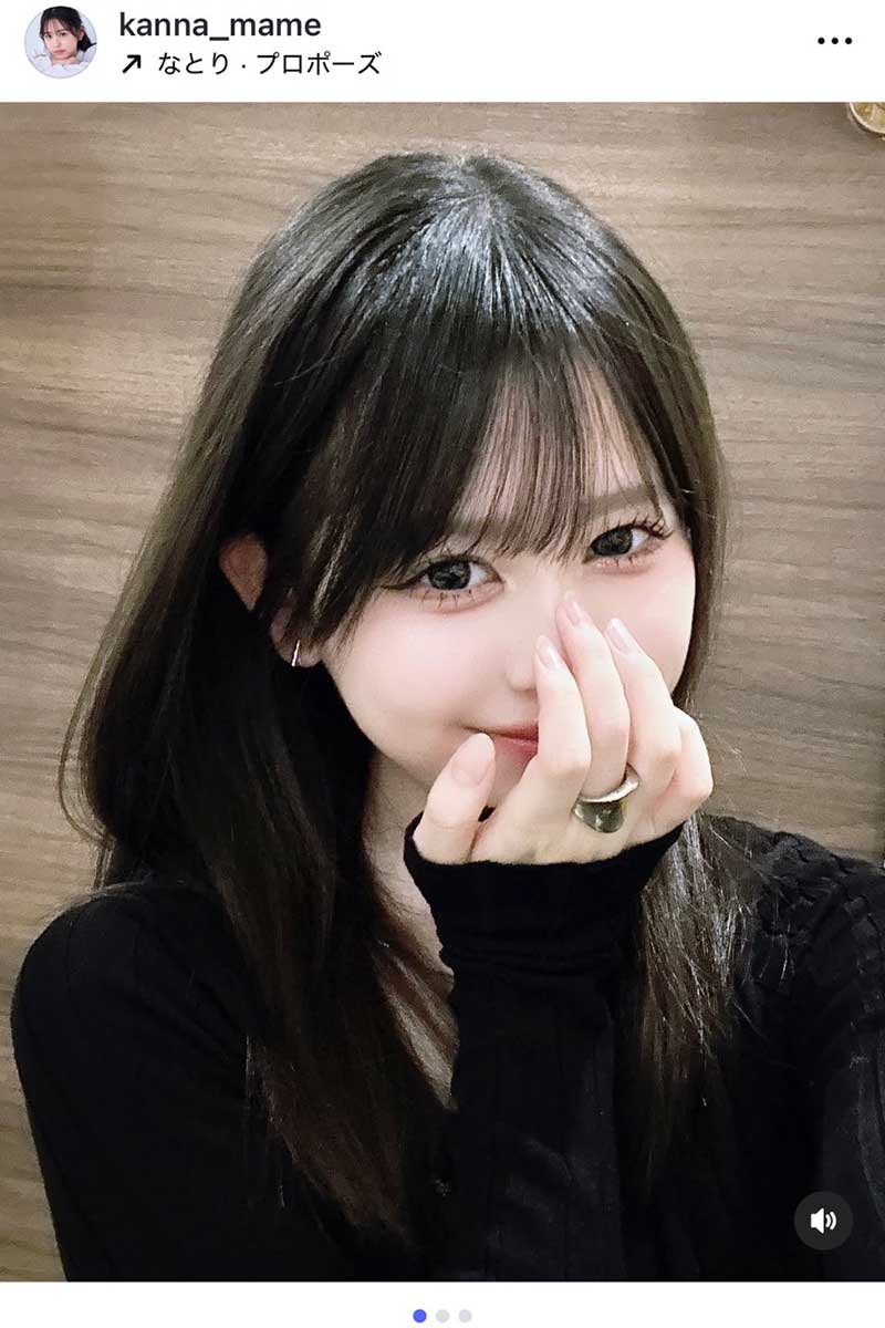 梶原叶渚の実際の投稿【写真：インスタグラム（@kanna_mame）より】