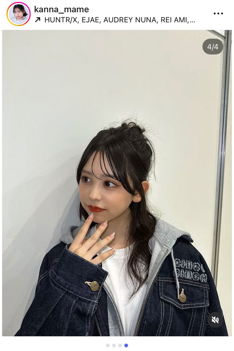 梶原叶渚【写真：インスタグラム（＠kanna_mame）より】