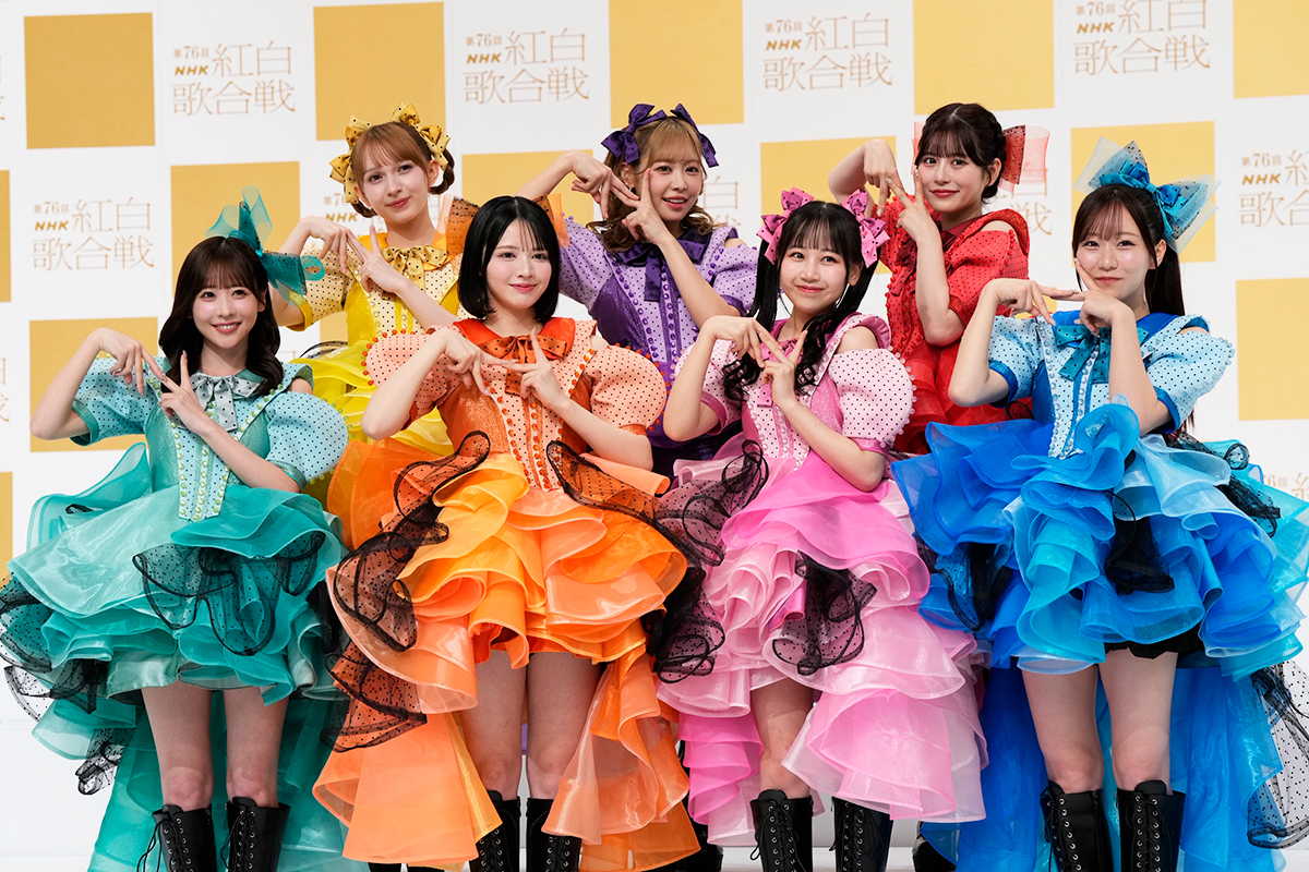 出場歌手発表記者会見に出席したFRUITS ZIPPER【写真:藤岡雅樹】