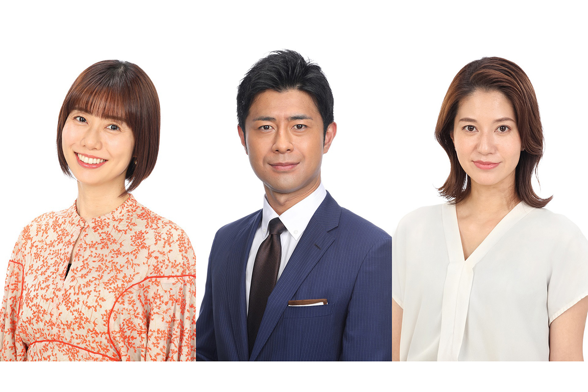  来春からフジテレビ系『Live News イット！』のキャスターを務める局アナ3人。左から山﨑夕貴アナ、榎並大二郎アナ、遠藤玲子アナ【写真：(C)フジテレビ】