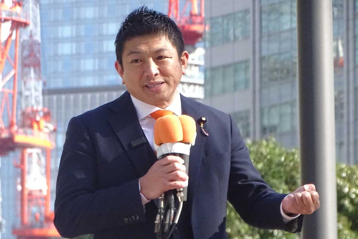 東京・丸の内で第一声を上げた参政党は神谷宗幣代表【写真：ENCOUNT編集部】