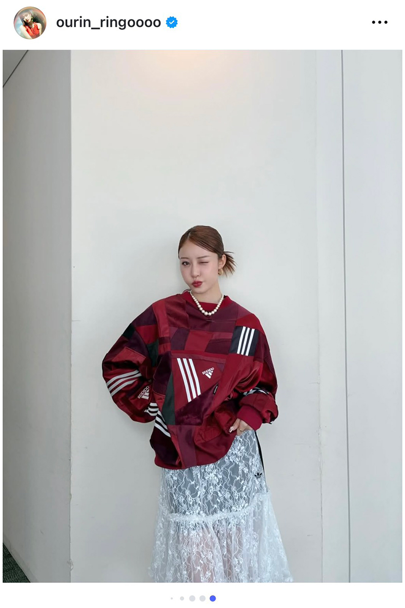 王林の実際の投稿【写真：インスタグラム（＠ourin_ringoooo）より】