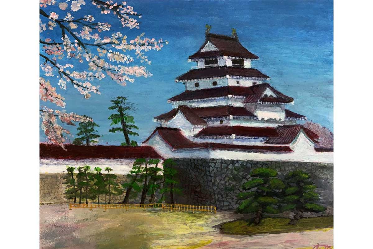 『鶴ヶ城の初春』【写真:口と足で描く芸術家協会】