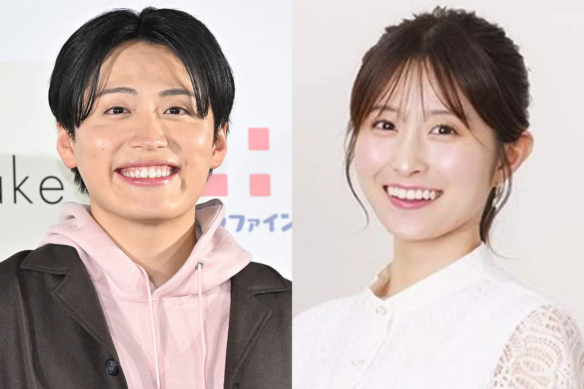 レインボーの池田直人と元読売テレビの佐藤佳奈アナウンサー(左から)【写真:ENCOUNT編集部/インスタグラム(@kana_sato_sakana)より】