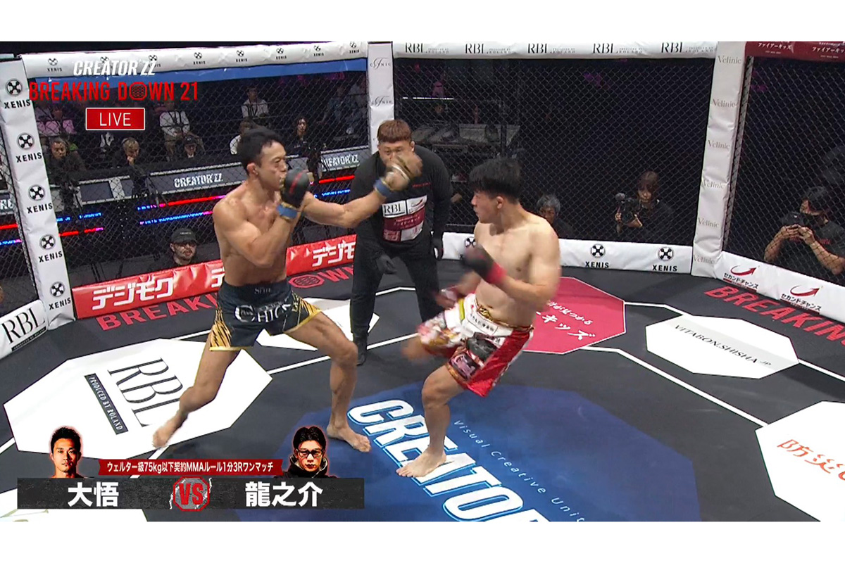 【BreakingDown】「えぐいてぇ」右ストレートで顎をぶち抜き　相手は立ち上がれず…“博多の龍”に「つえええ」の声