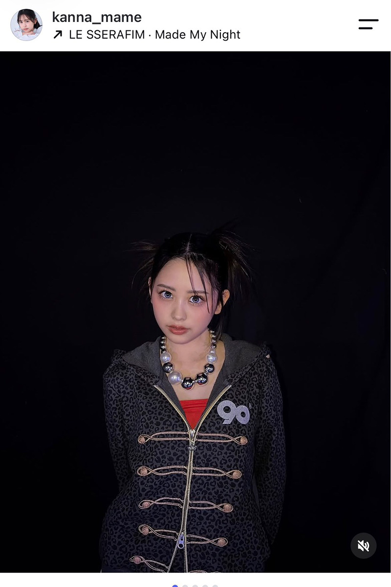梶原叶渚【写真:インスタグラム(@kanna_mame)より】