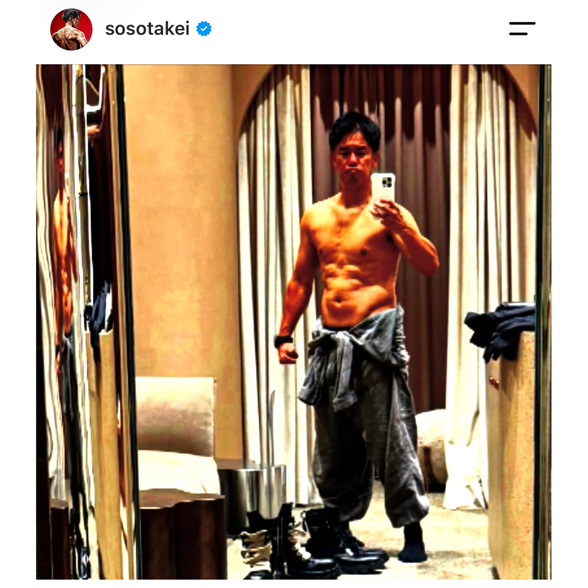 武井壮の実際の投稿【写真：インスタグラム（＠sosotakei）より】