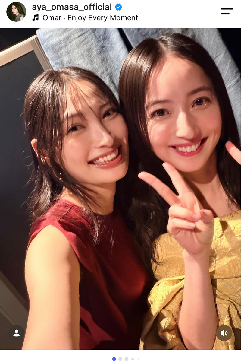 大政絢(左)の実際の投稿【写真:インスタグラム(@aya_omasa_official)より】